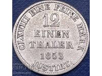 1/12 Thaler 1853 Germany Hanover George Silver