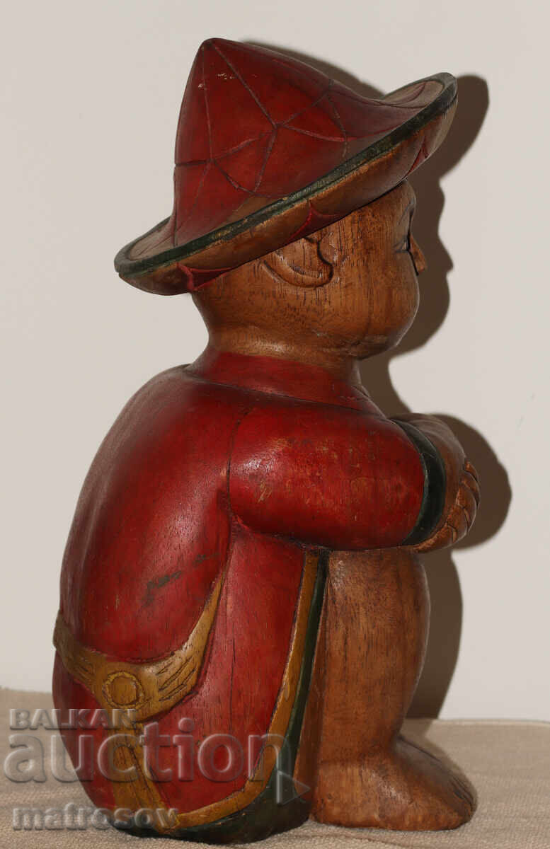 Original Sculpture Wood Carving Boy with Sombrero - 6