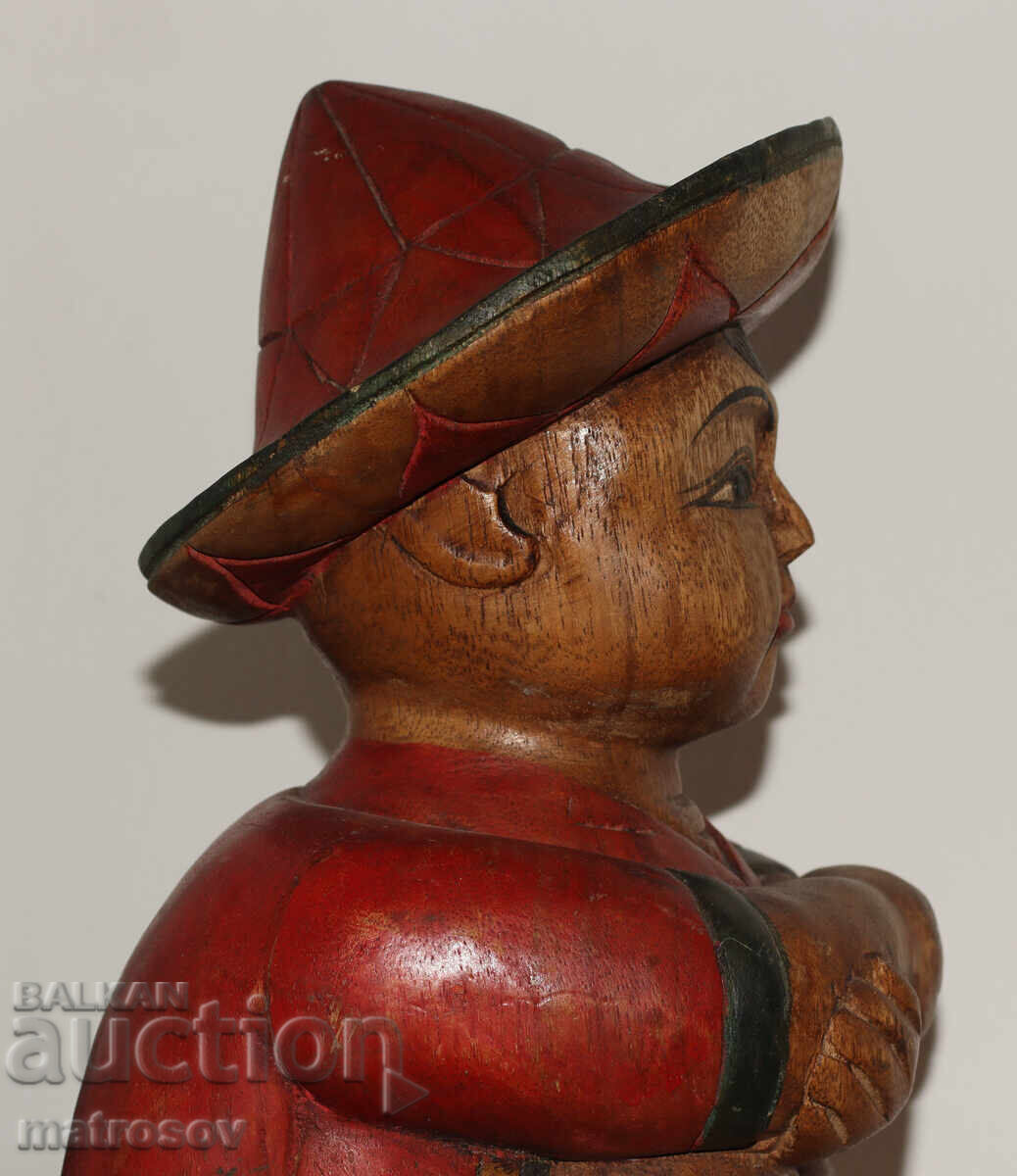 Original Sculpture Wood Carving Boy with Sombrero - 7