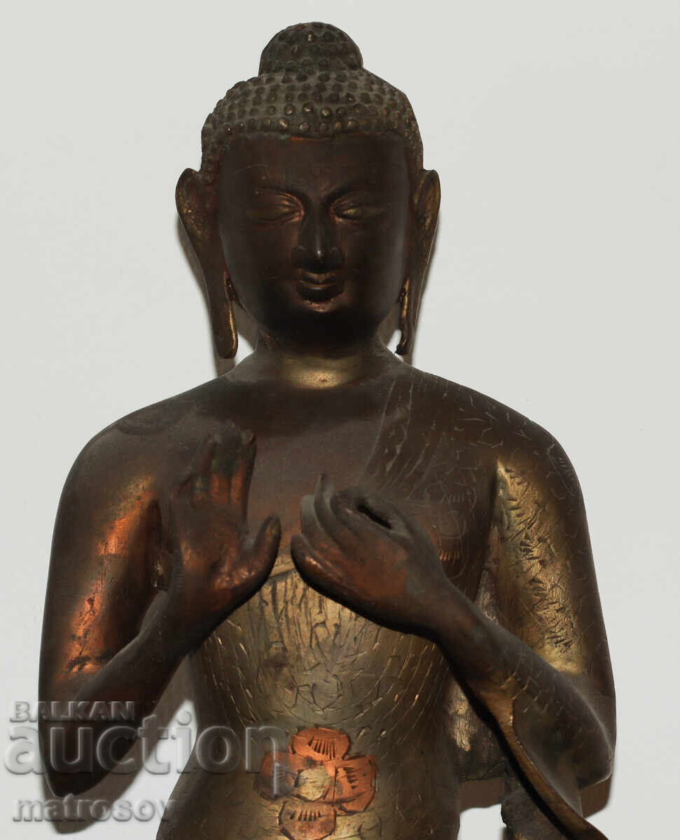 Old Asian Buddha Sculpture Copper / Brass - 6
