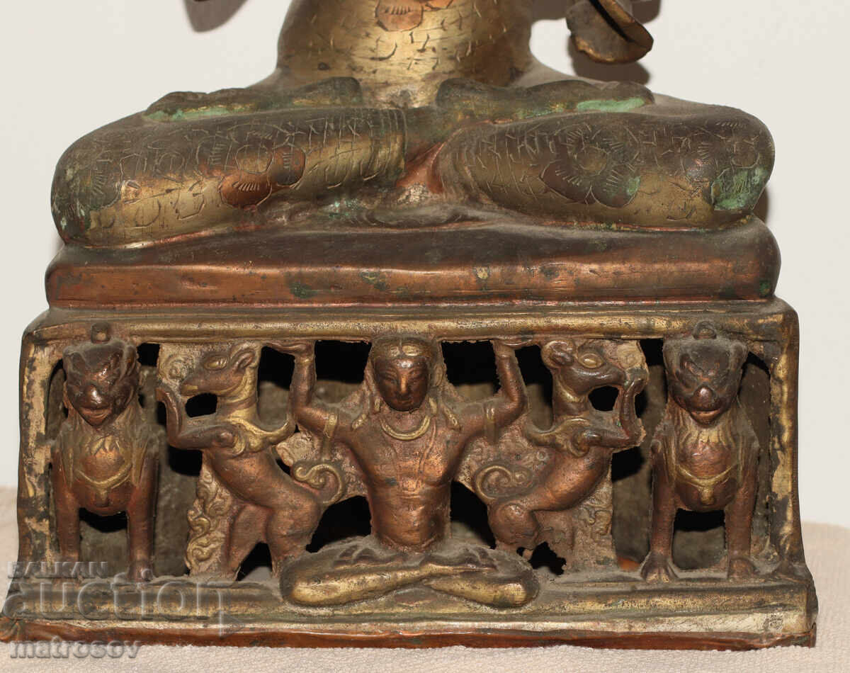 Old Asian Buddha Sculpture Copper / Brass - 7