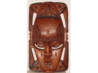 Sculptură murală africană mare, sculptată în lemn, mască
