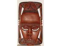 Sculptură murală africană mare, sculptată în lemn, mască