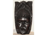 Sculptură murală africană mare, sculptată în lemn, mască