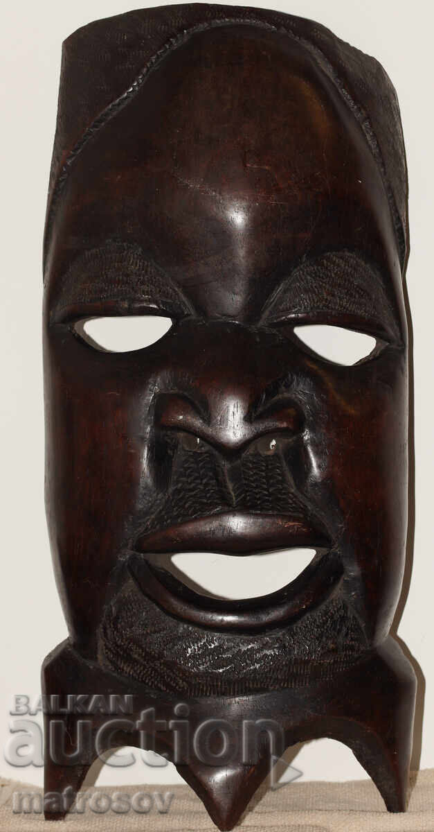 Аукцион Африканска голяма стенна скулптура дърворезба маска