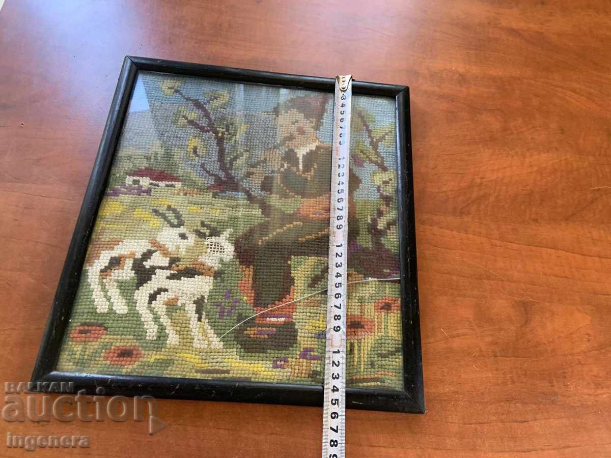 Auction  EARLY SOCIETY TAPESTRY SEWED PANEL WOOD FRAME