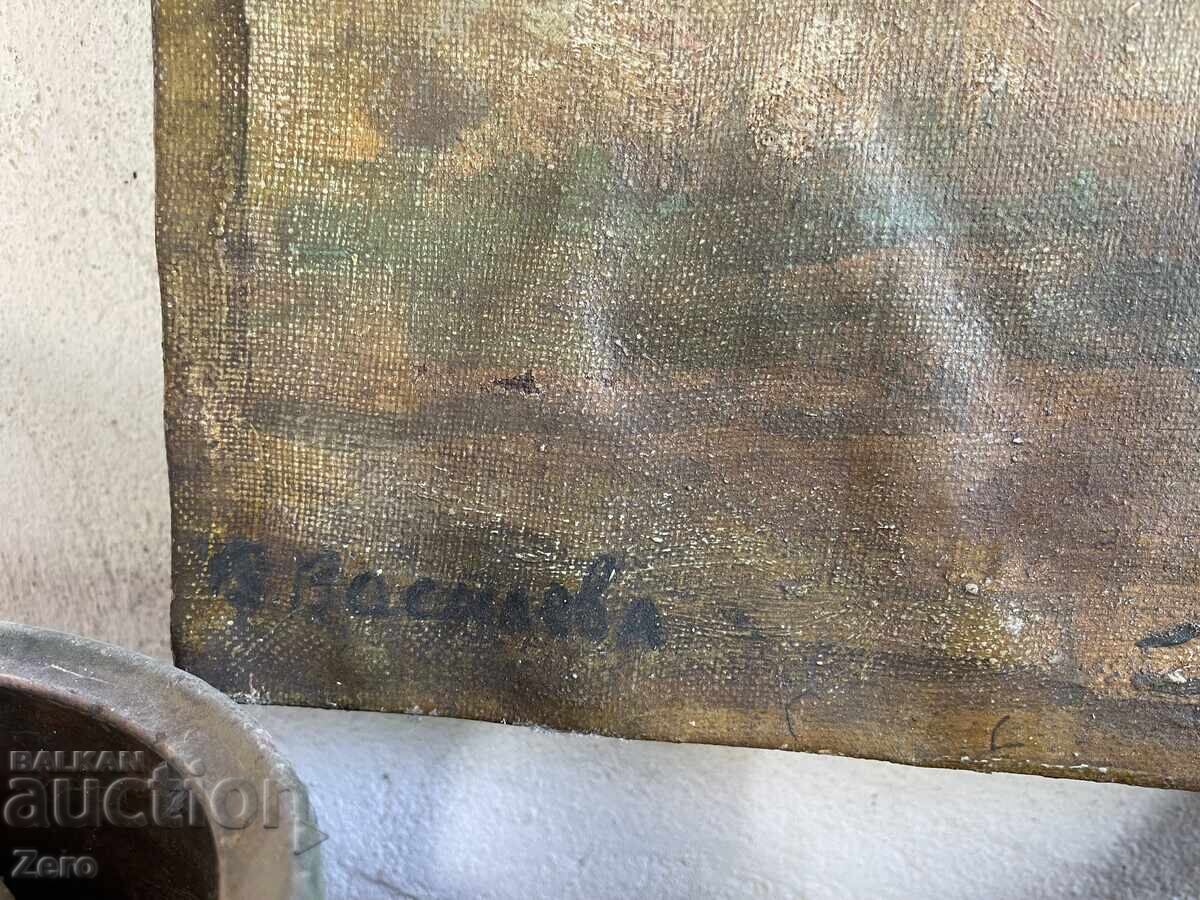 Delivery of Old Painting by Vesa Vasileva, Oil on Canvas