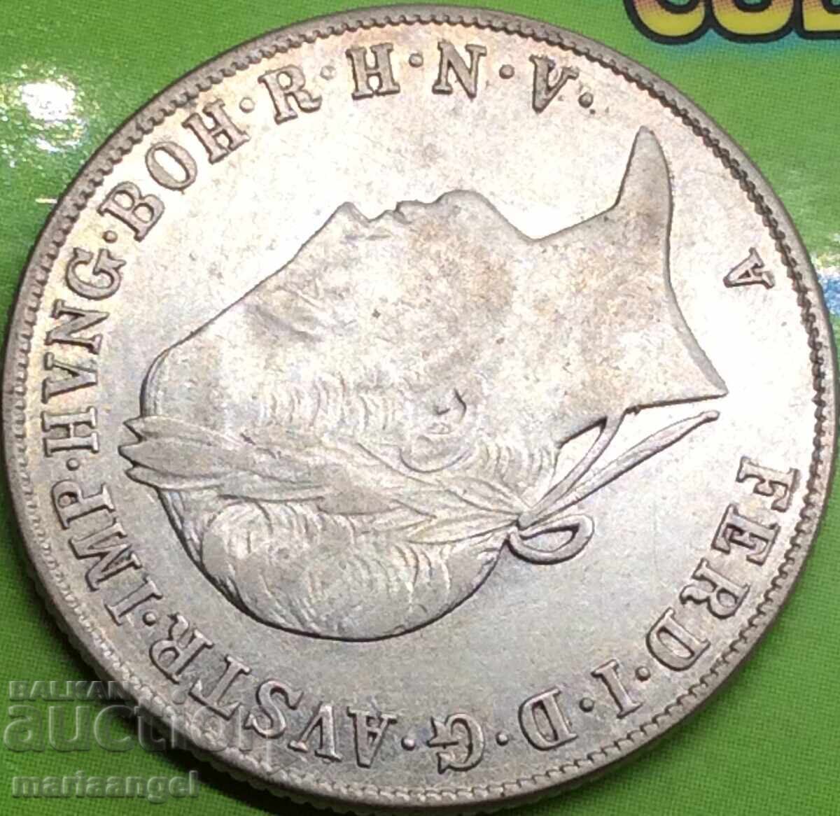 Livrarea 20 kreĭtseri 1841 A - Viena Austria pentru Ungaria Ferdinand argint