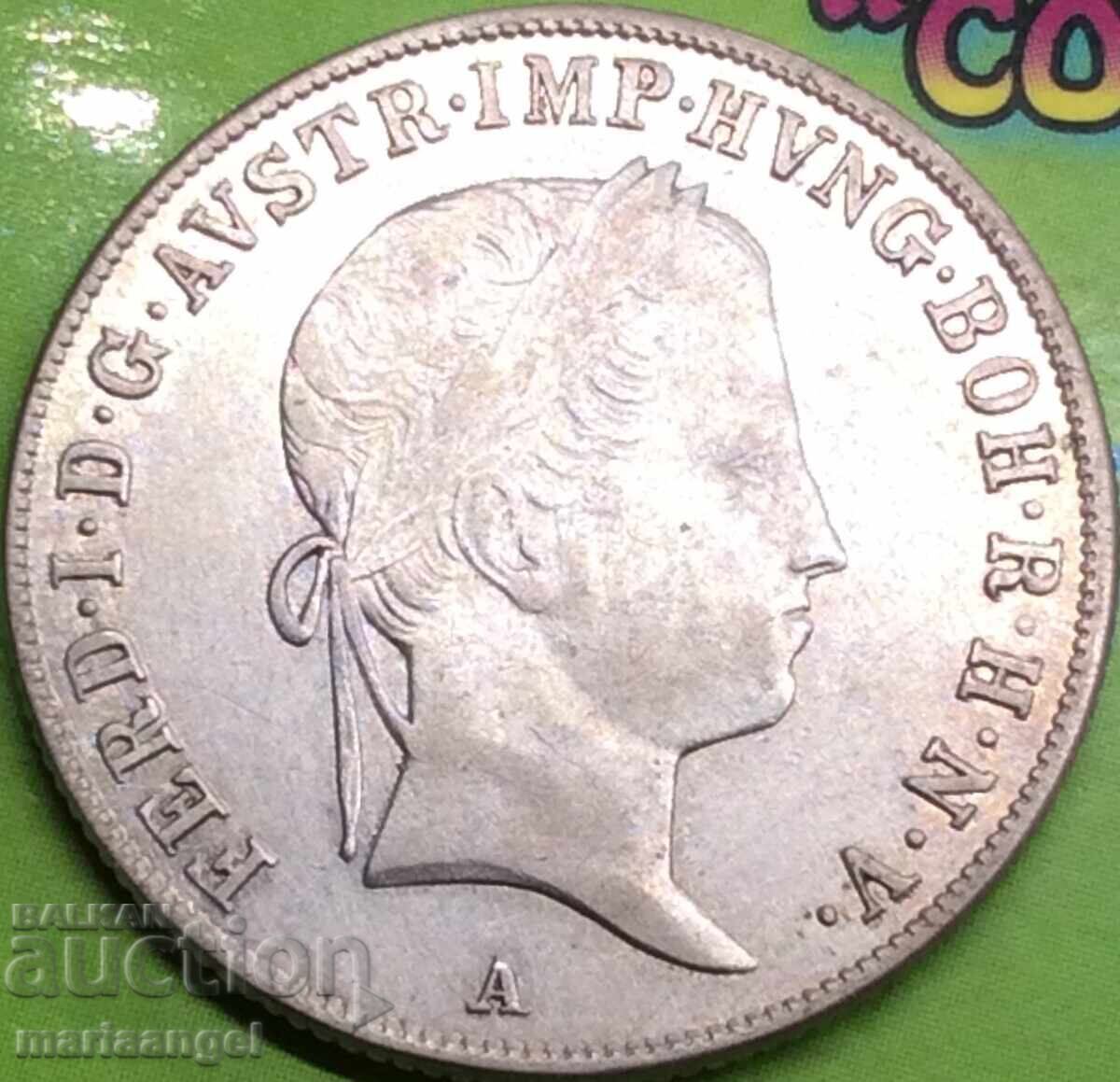 20 kreĭtseri 1841 A - Viena Austria pentru Ungaria Ferdinand argint - 6