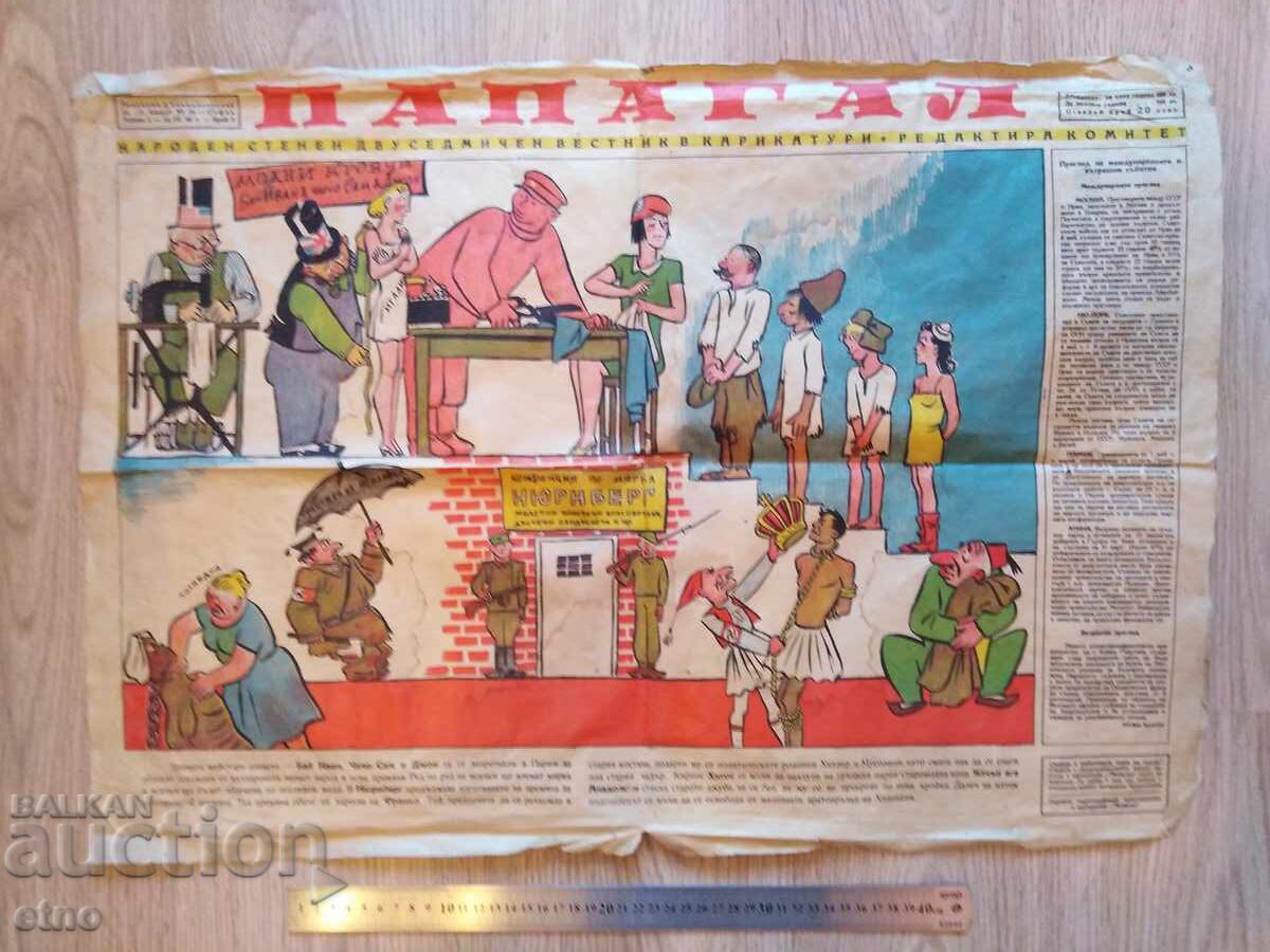 1946 g. ZIAR PAPAGAL, AFIS, CARICATURI