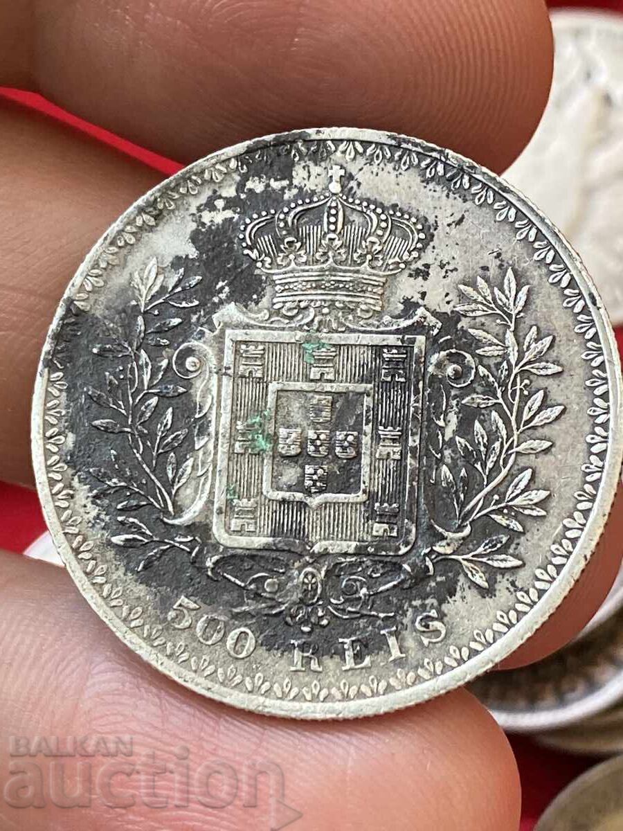 Πορτογαλία 500 ρέις 1899 Κάρολος Α' ασήμι με τιμή 63.00 BGN | € 32.21