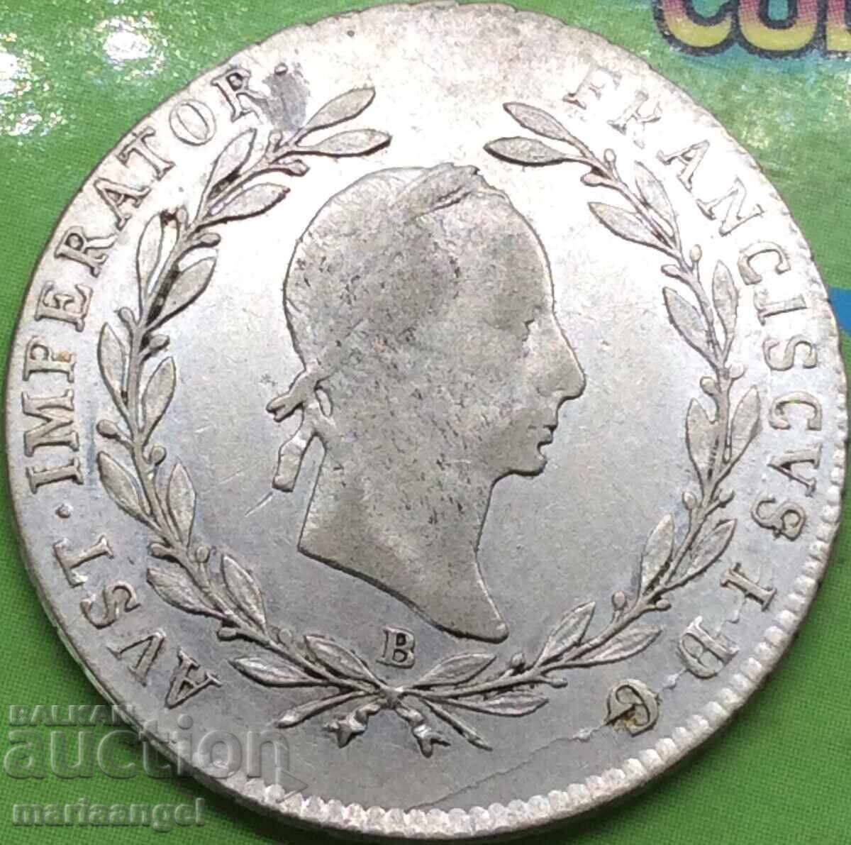 20 Kreuzer 1830 Austria B - Kremnitz argint - rar