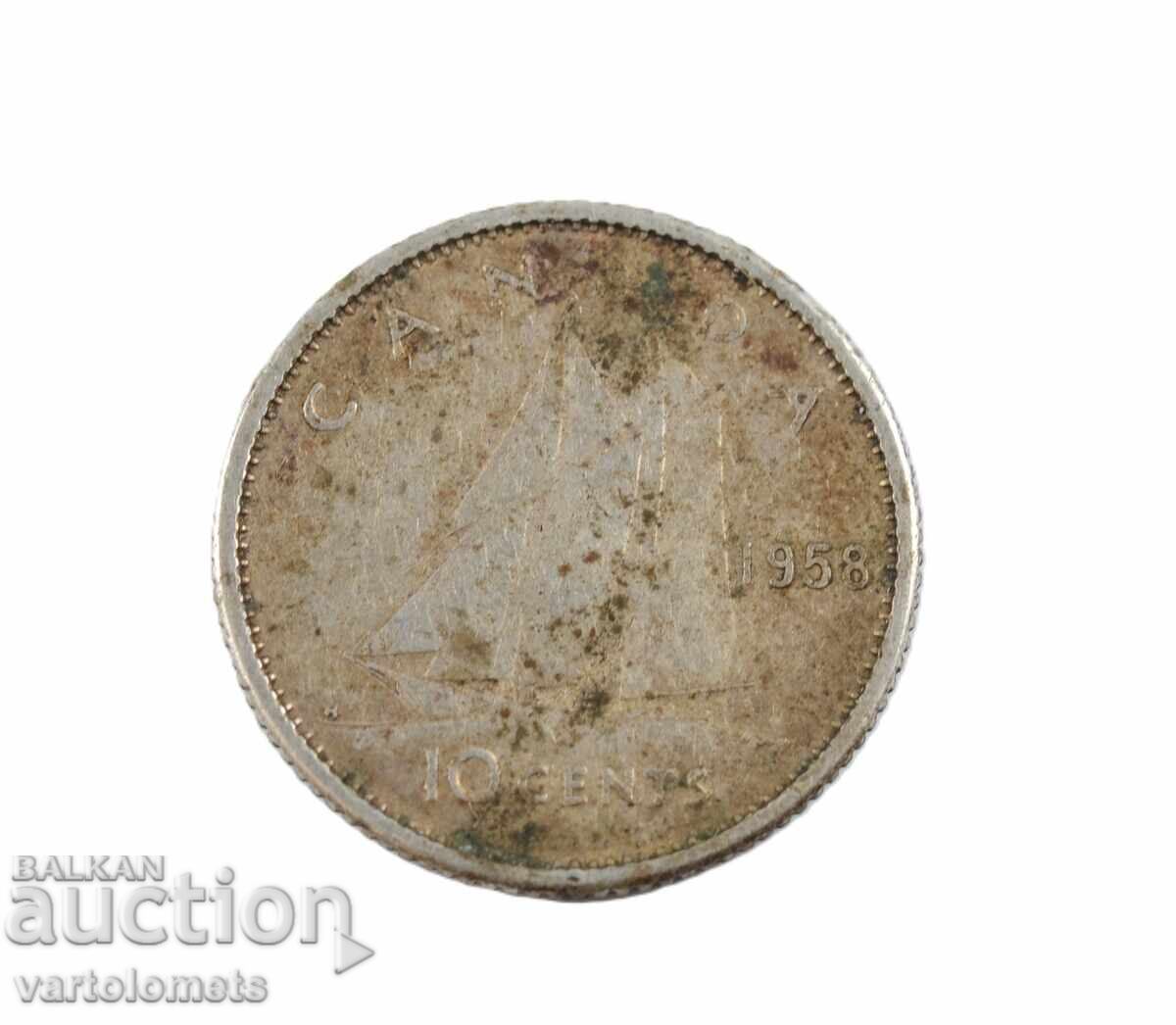 10 Cents 1958 - Canada › Queen Elizabeth II - Silver