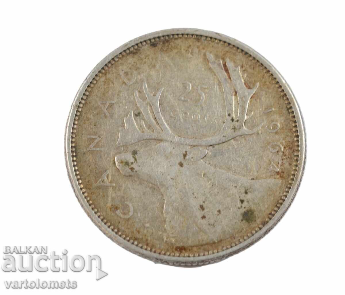 1964 25 Cents - Canada › Queen Elizabeth II