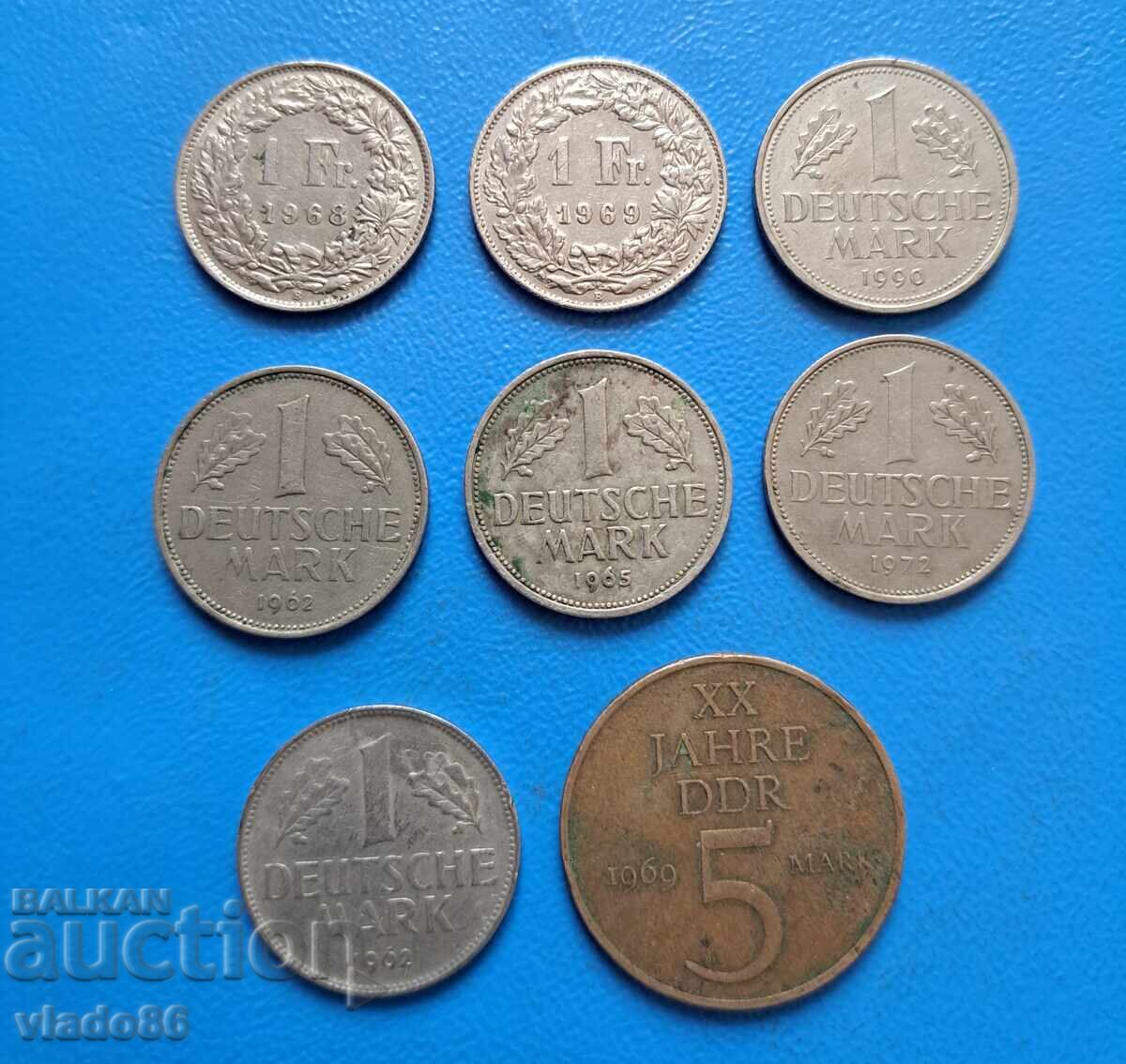 Lot of German Marks plus Swiss Francs with price 13.50 BGN | € 6.90 Lot of German Marks plus Swiss Francs with price 13.50 BGN | € 6.90