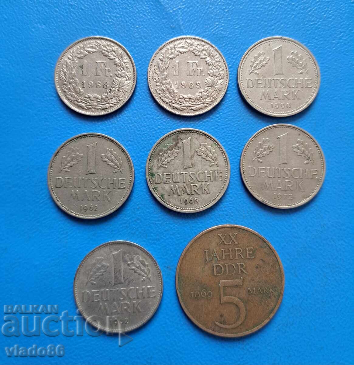 Lot of German Marks plus Swiss Francs Lot of German Marks plus Swiss Francs