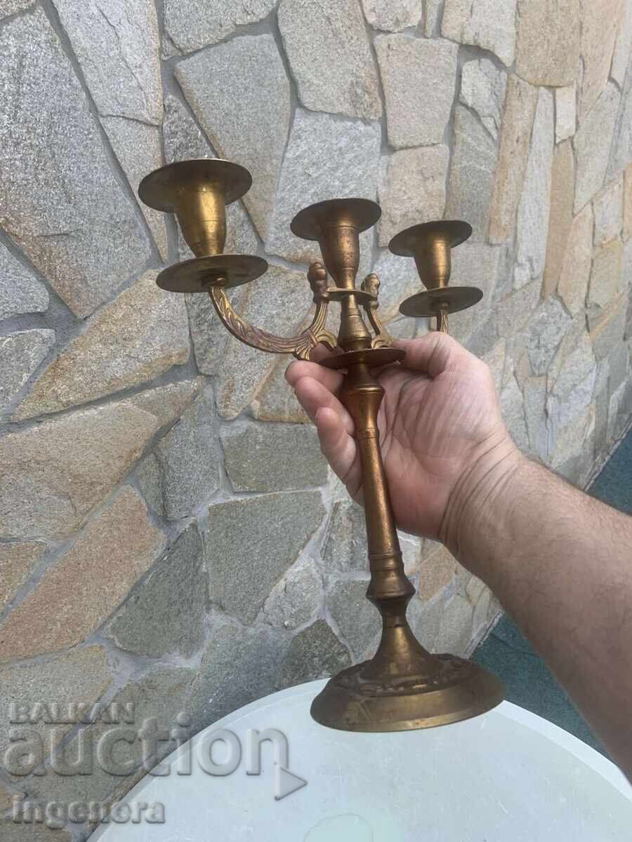 Доставка на СВЕЩНИК МЕТАЛ БРОНЗ МЕСИНГ ТРОЙКА ОРНАМЕНТИ