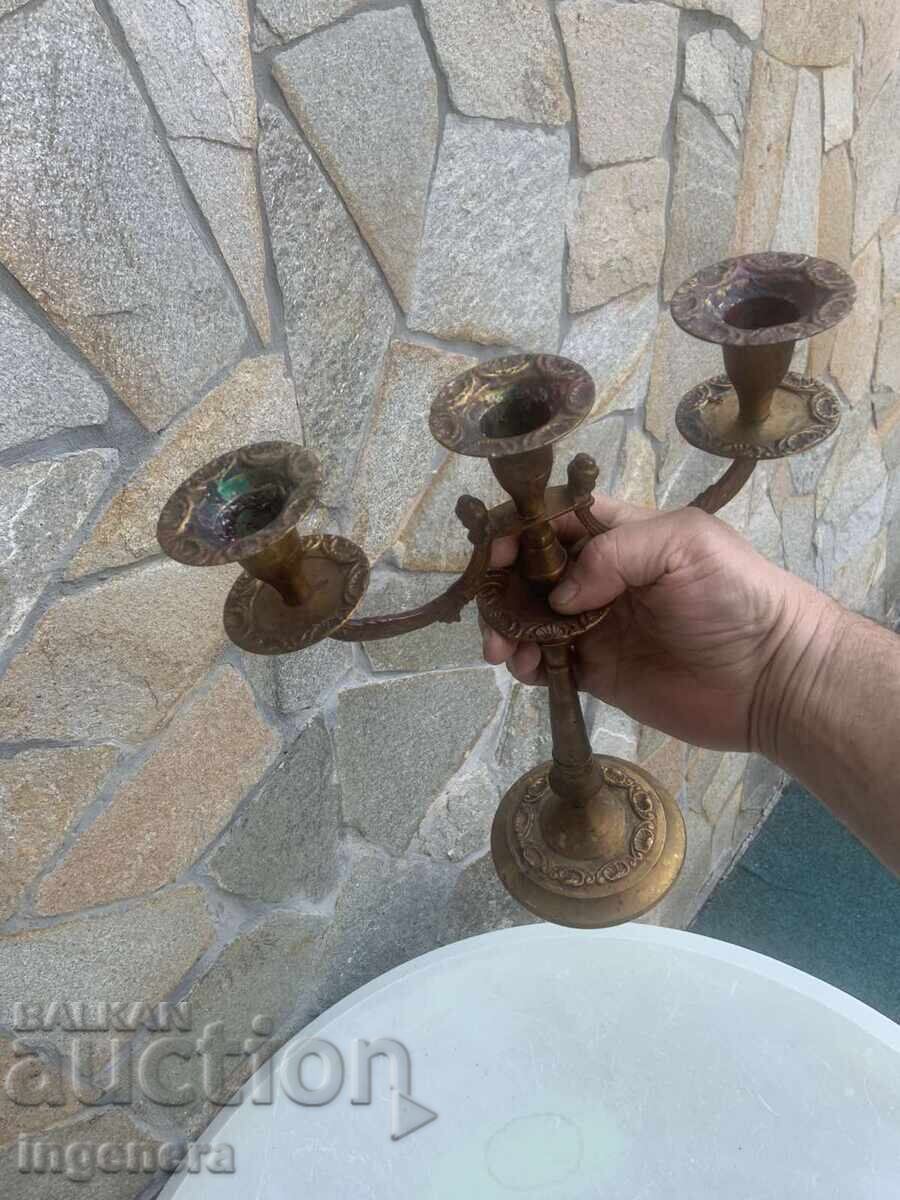 СВЕЩНИК МЕТАЛ БРОНЗ МЕСИНГ ТРОЙКА ОРНАМЕНТИ - 5