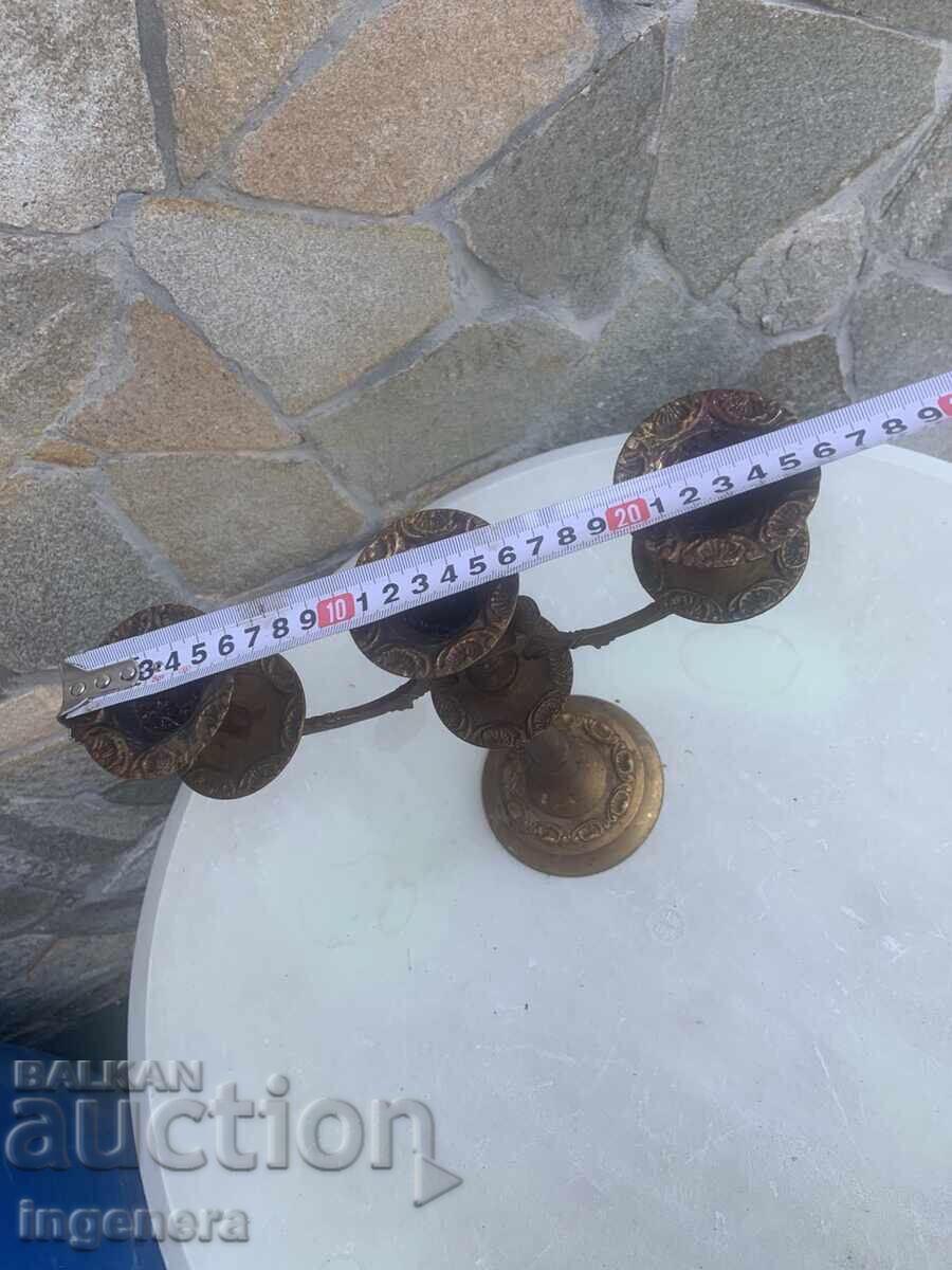 СВЕЩНИК МЕТАЛ БРОНЗ МЕСИНГ ТРОЙКА ОРНАМЕНТИ - 7