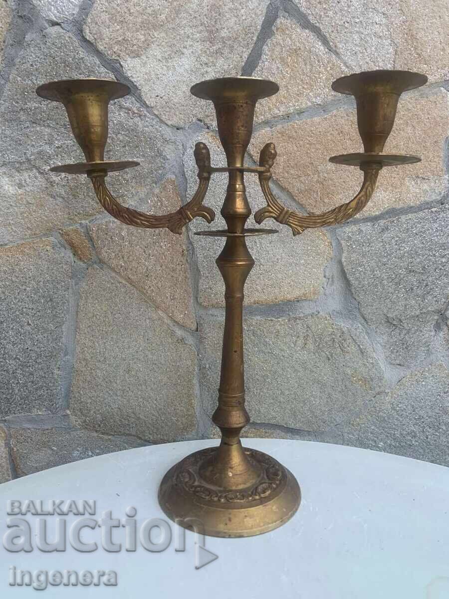 СВЕЩНИК МЕТАЛ БРОНЗ МЕСИНГ ТРОЙКА ОРНАМЕНТИ