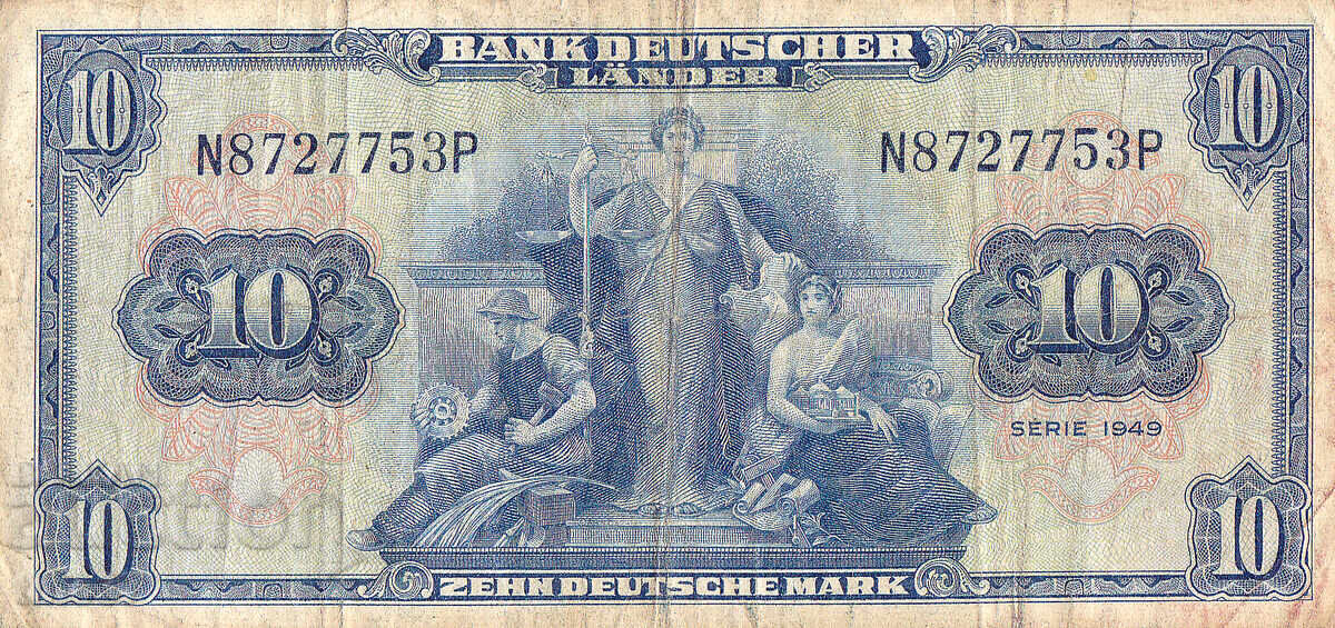 tino37- ΓΕΡΜΑΝΙΑ / ΟΜΟΣΠΟΝΔΙΑΚΗ ΔΗΜΟΚΡΑΤΙΑ/ - 10 ΜΑΡΚΑ - 1949 με τιμή 25.90 BGN | € 13.24