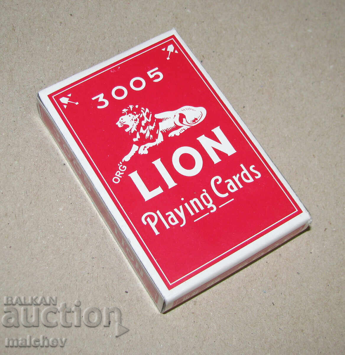 Sealed new deck of playing cards Lion 3005 box red with price 1.00 BGN | € 0.51 Sealed new deck of playing cards Lion 3005 box red with price 1.00 BGN | € 0.51