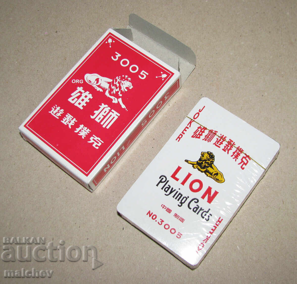 Sealed new deck of playing cards Lion 3005 box red - 5 Sealed new deck of playing cards Lion 3005 box red - 5
