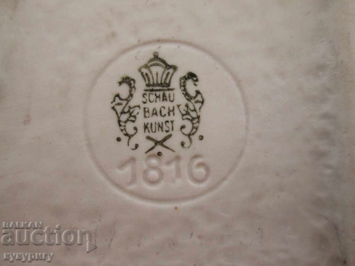 Δημοπρασία Παλαιά γερμανική πορσελάνινη πλακέτα τοίχου μπισκότο με τουρίστα