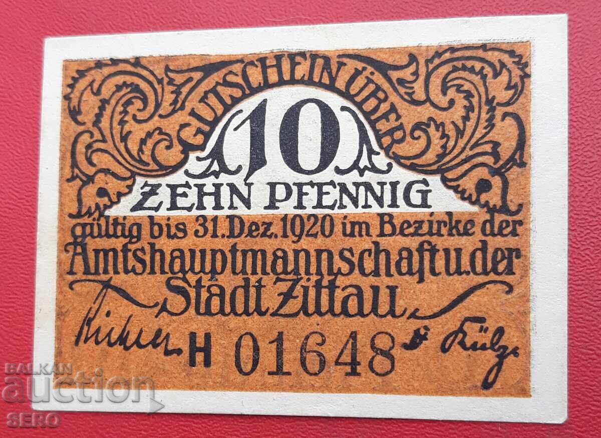 Banknote - Germany - Saxony - Zittau - 10 Pfennig 1920 with price 2.00 BGN | € 1.02 Banknote - Germany - Saxony - Zittau - 10 Pfennig 1920 with price 2.00 BGN | € 1.02