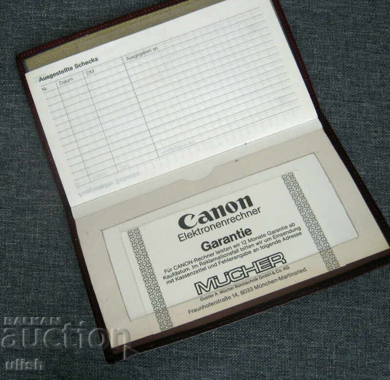 Δημοπρασία CANON Palmtronic LC-6 αριθμομηχανή με δερμάτινο σημειωματάριο