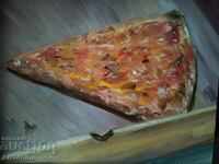 Oil painting - Still life - Slice of pizza - A. Yordanov