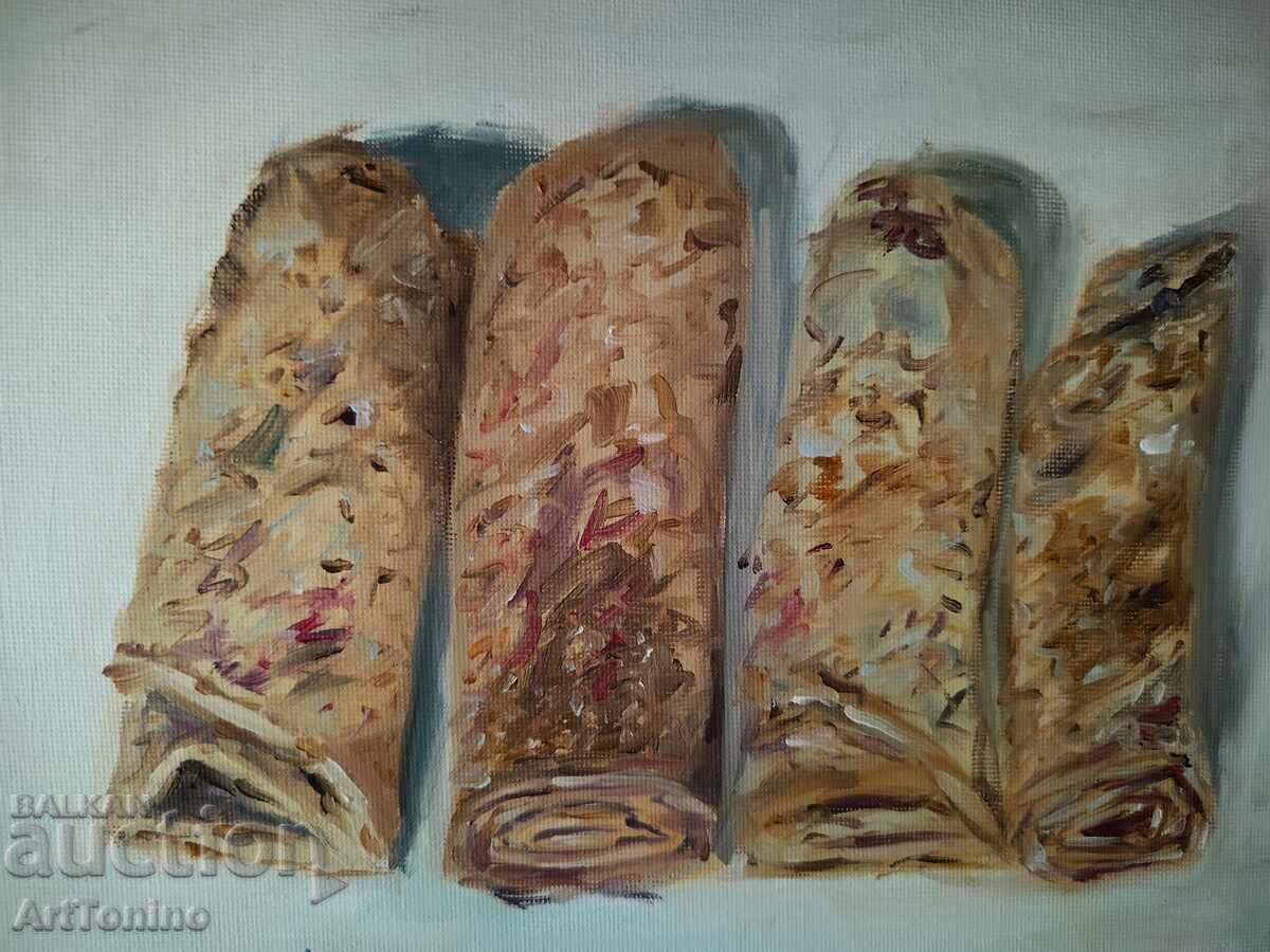 Oil painting - Still life - Pancakes A. Yordanov with price 39.90 BGN | € 20.40 Oil painting - Still life - Pancakes A. Yordanov with price 39.90 BGN | € 20.40