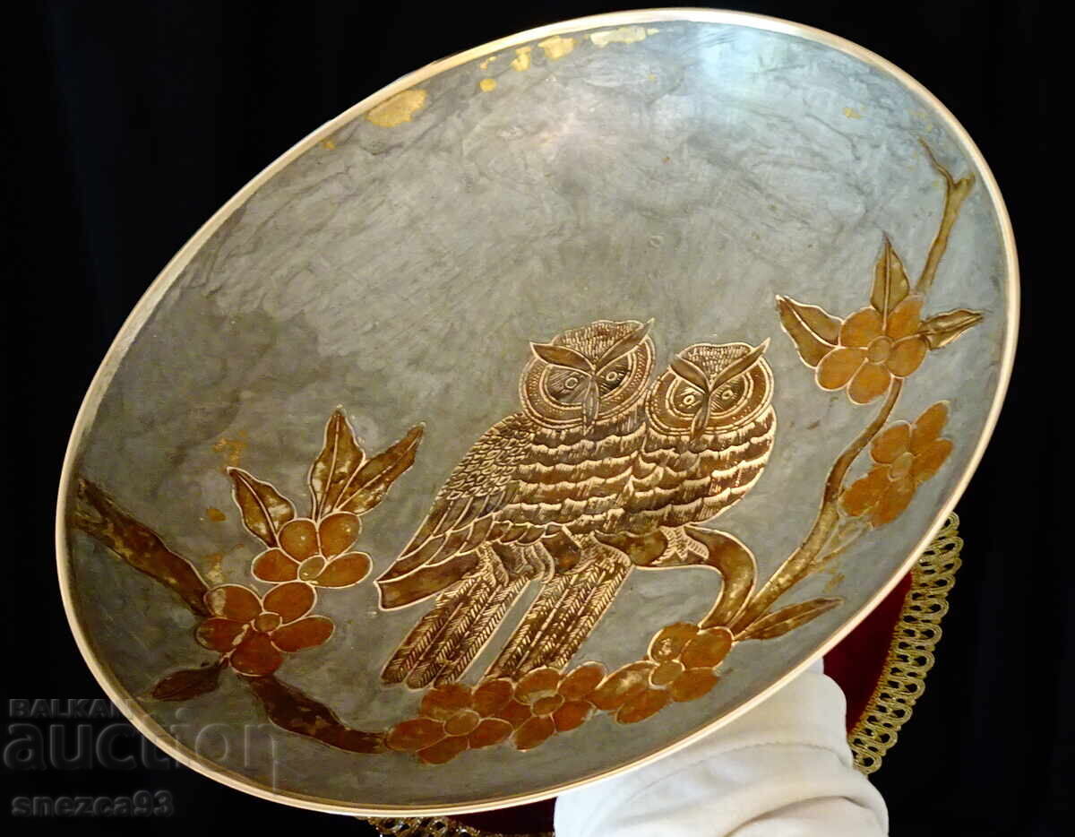 Висока бронзова фруктиера с Бухал,Сова,31 см.,1.3 кг. - 5 Висока бронзова фруктиера с Бухал,Сова,31 см.,1.3 кг. - 5