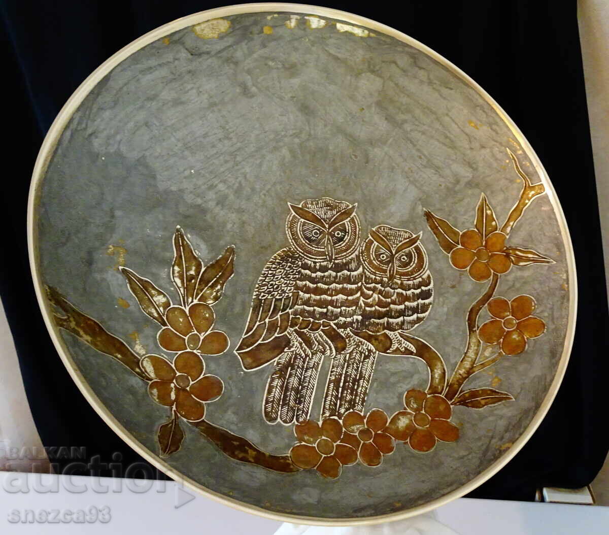 Висока бронзова фруктиера с Бухал,Сова,31 см.,1.3 кг. Висока бронзова фруктиера с Бухал,Сова,31 см.,1.3 кг.