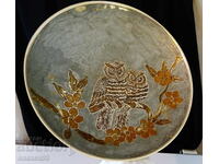 Coș de fructe înalt din bronz cu Bufniță, 31 cm., 1.3 kg