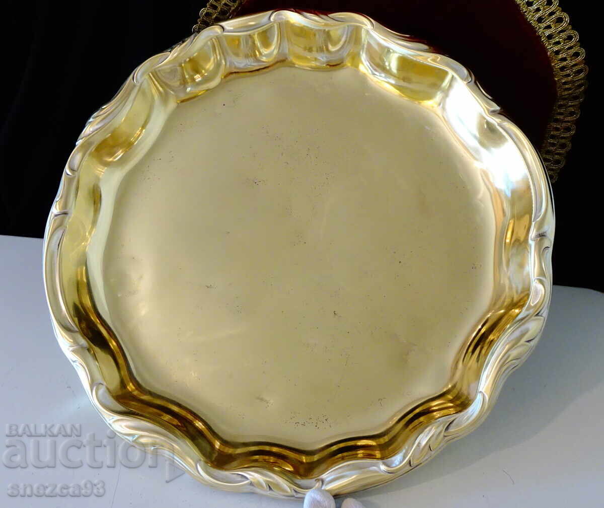 WMF Bronze Tray on Legs, 38 cm, 1 kg, Baroque