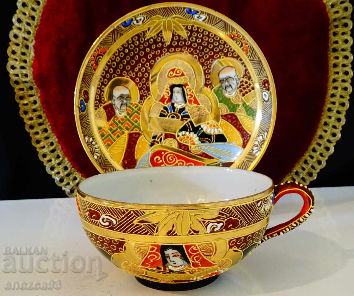 Satsuma Japanese porcelain bowl with saucer, gold with price 46.00 BGN | € 23.52