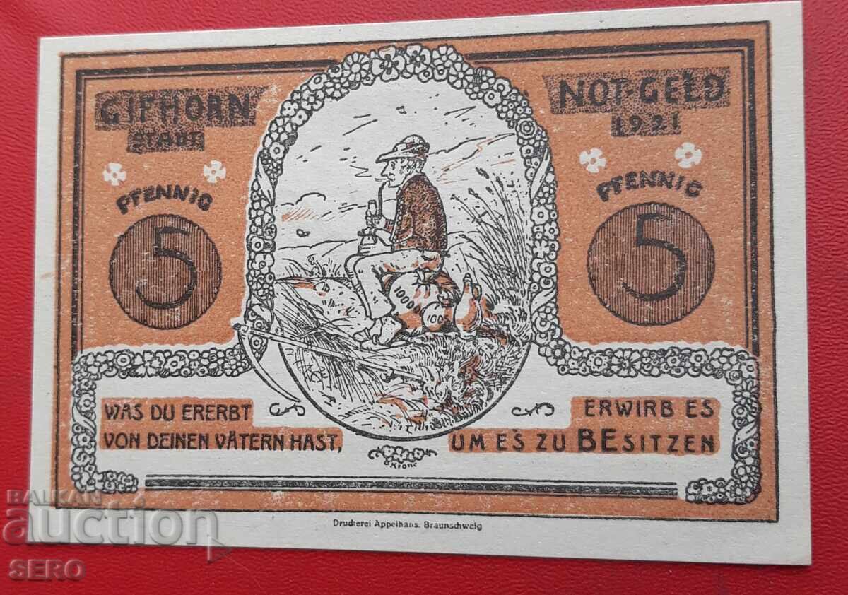 Γραμμάτιο-Γερμανία-Σαξονία-Γκίφχορν-5 πφένιχ 1921 με τιμή 2.00 BGN | € 1.02