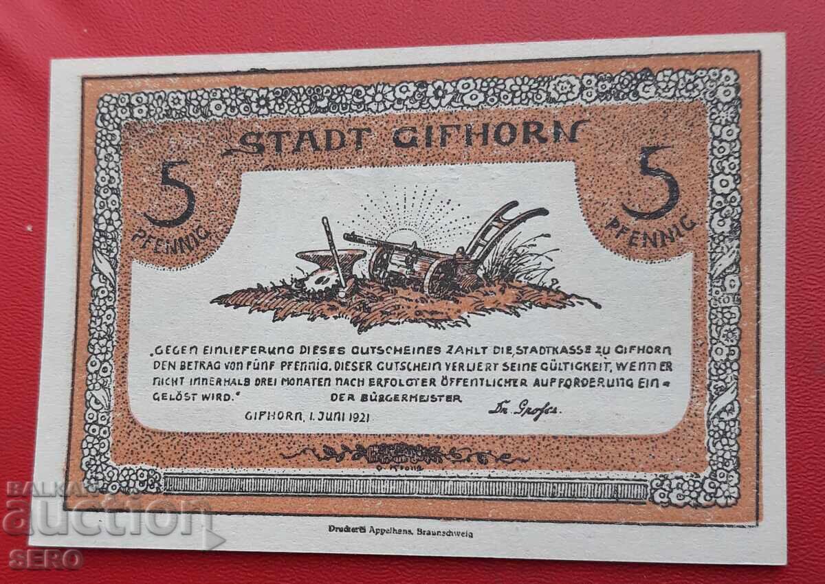 Γραμμάτιο-Γερμανία-Σαξονία-Γκίφχορν-5 πφένιχ 1921