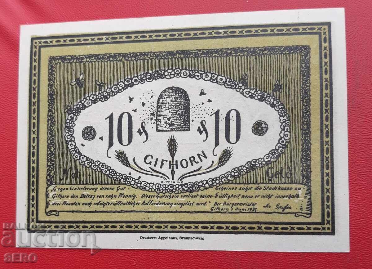 Τραπεζογραμμάτιο-Γερμανία-Σαξονία-Gifhorn-10 Pfennig 1921 με τιμή 2.00 BGN | € 1.02 Τραπεζογραμμάτιο-Γερμανία-Σαξονία-Gifhorn-10 Pfennig 1921 με τιμή 2.00 BGN | € 1.02