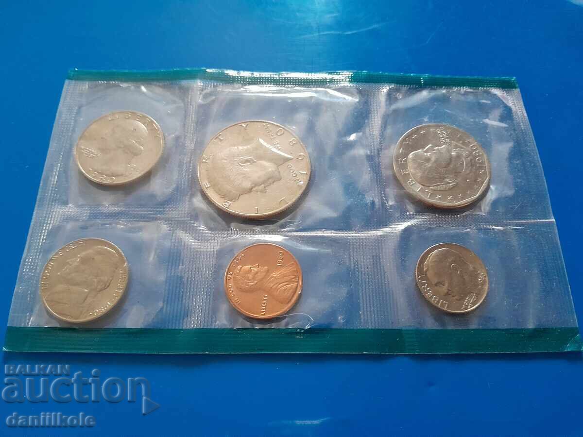 *$*Y*$* ΗΠΑ ΣΕΤ 1980 ΧΩΡΙΣ ΓΡΑΜΜΑ - ΜΕ ΔΟΛΑΡΙΟ - UNC *$*Y*$*