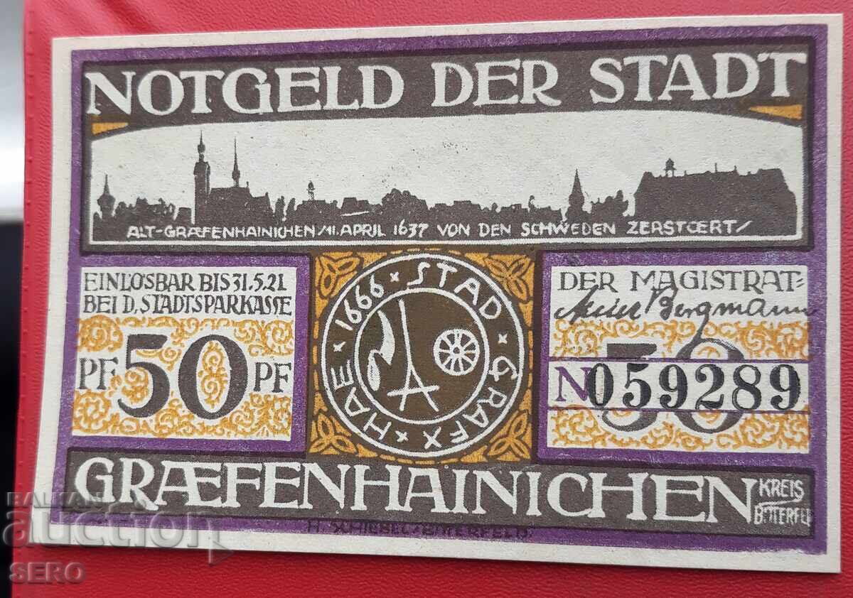 Τραπεζογραμμάτιο-Γερμανία-Σαξονία-Γκρέφενχαϊνιχεν-50 πφένιγκ 1921 Τραπεζογραμμάτιο-Γερμανία-Σαξονία-Γκρέφενχαϊνιχεν-50 πφένιγκ 1921