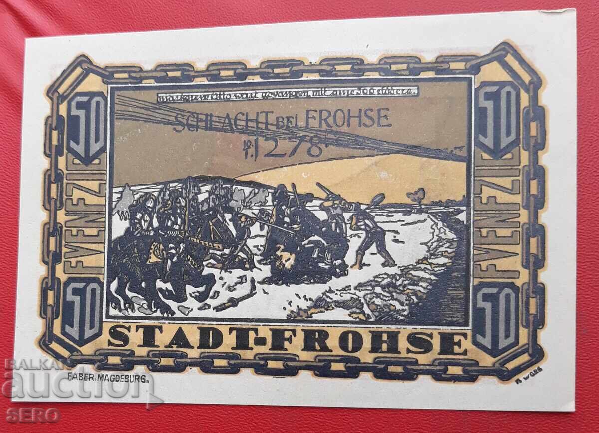 Banknote - Germany - Saxony - Frohsa - 50 Pfennig 1921 with price 2.00 BGN | € 1.02