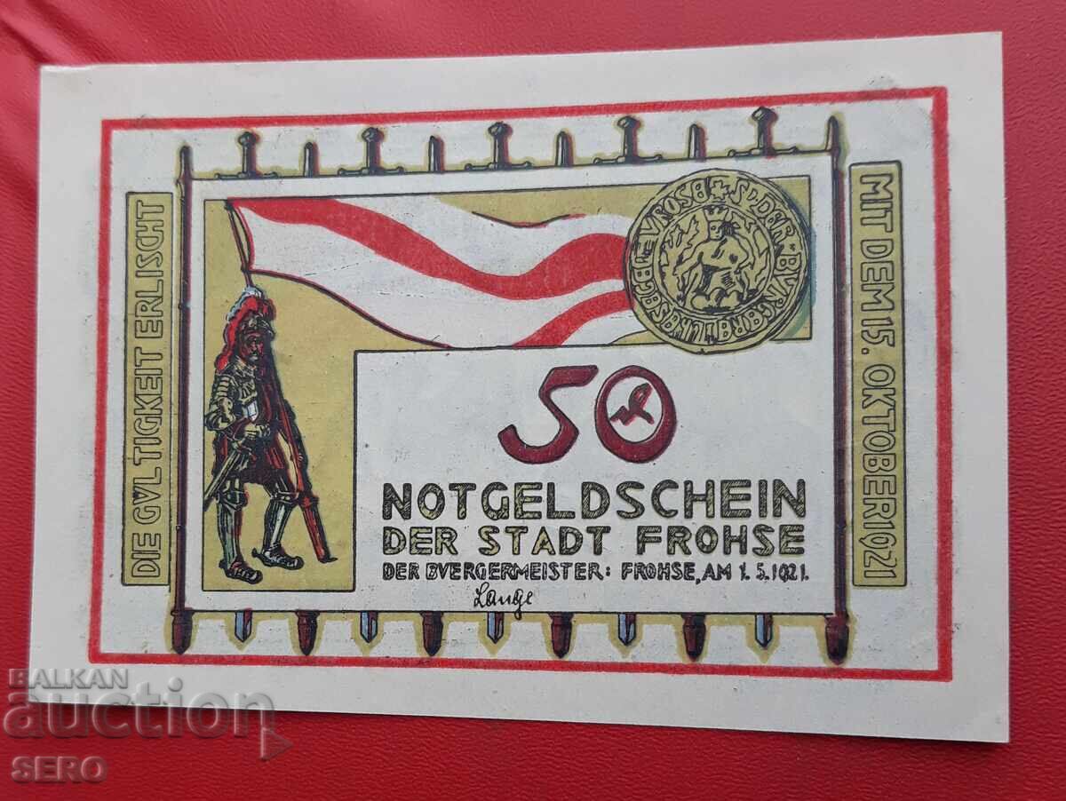 Banknote - Germany - Saxony - Frohsa - 50 Pfennig 1921