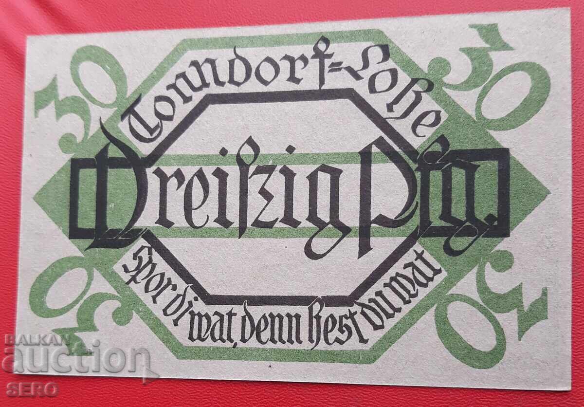 Banknote - Germany - Hamburg - Tonndorf - 30 Pfennig 1921