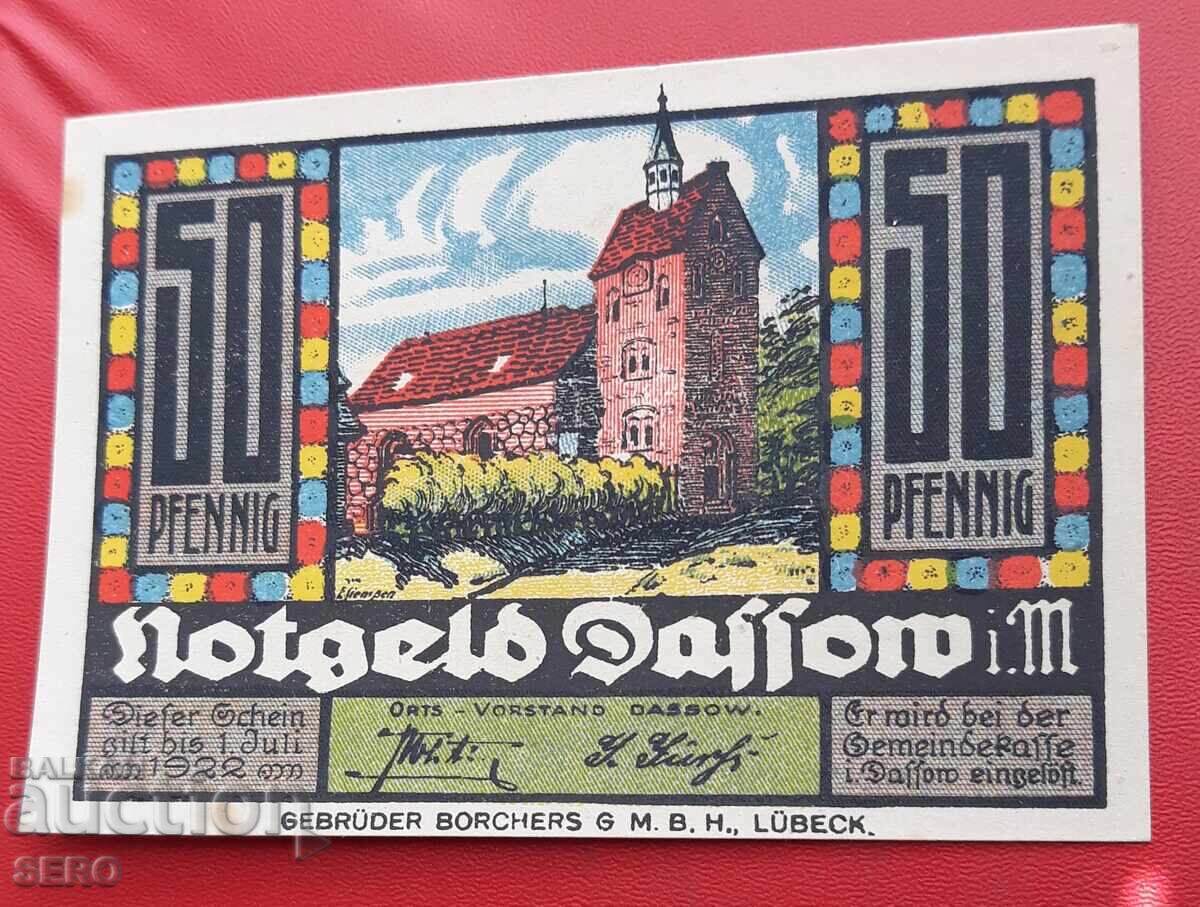 Banknote - Germany - Mecklenburg-Vorpommern - Dassow - 50 Pf. 1920 Banknote - Germany - Mecklenburg-Vorpommern - Dassow - 50 Pf. 1920