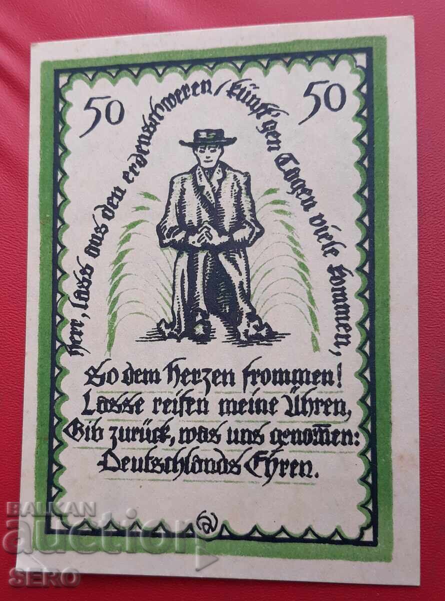 Банкнота-Германия-С.Рейн-Вестфалия-Делбрюк-50 пфенига 1921 с цена 2.00 лв. | € 1.02