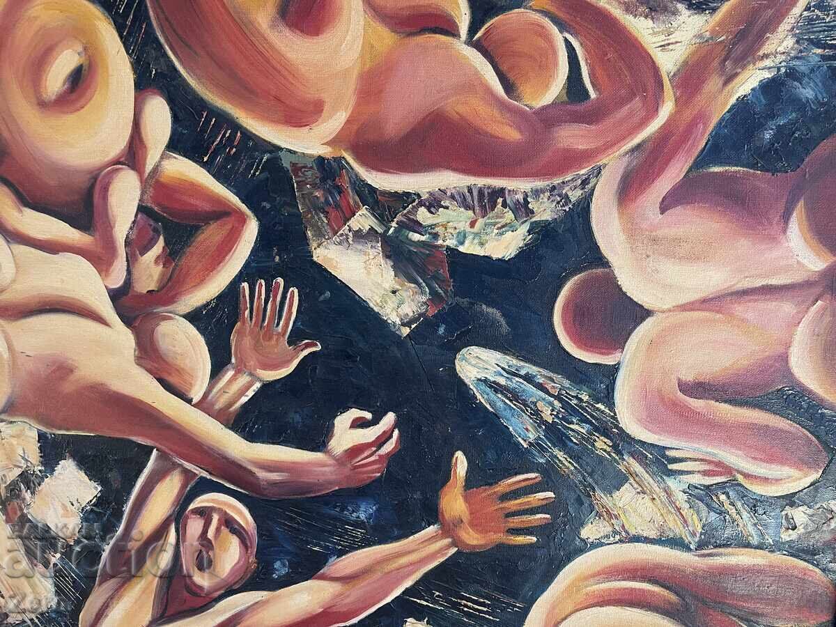 Δημοπρασία Τεράστιος Παλιός Πίνακας 100/100 Λάδι σε Καμβά Δημοπρασία Τεράστιος Παλιός Πίνακας 100/100 Λάδι σε Καμβά