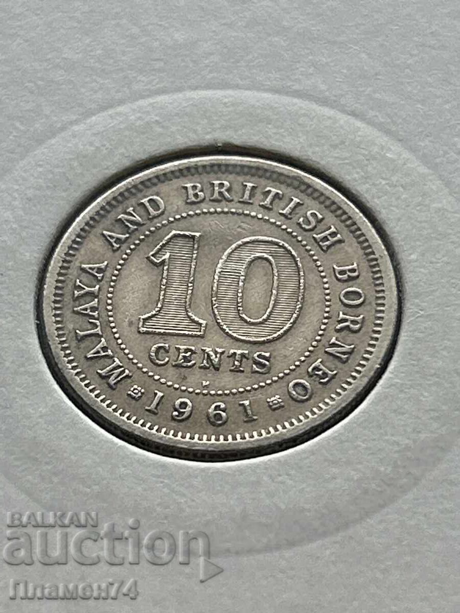 10 Cents 1961 Malaya and British Borneo with price 4.00 BGN | € 2.05