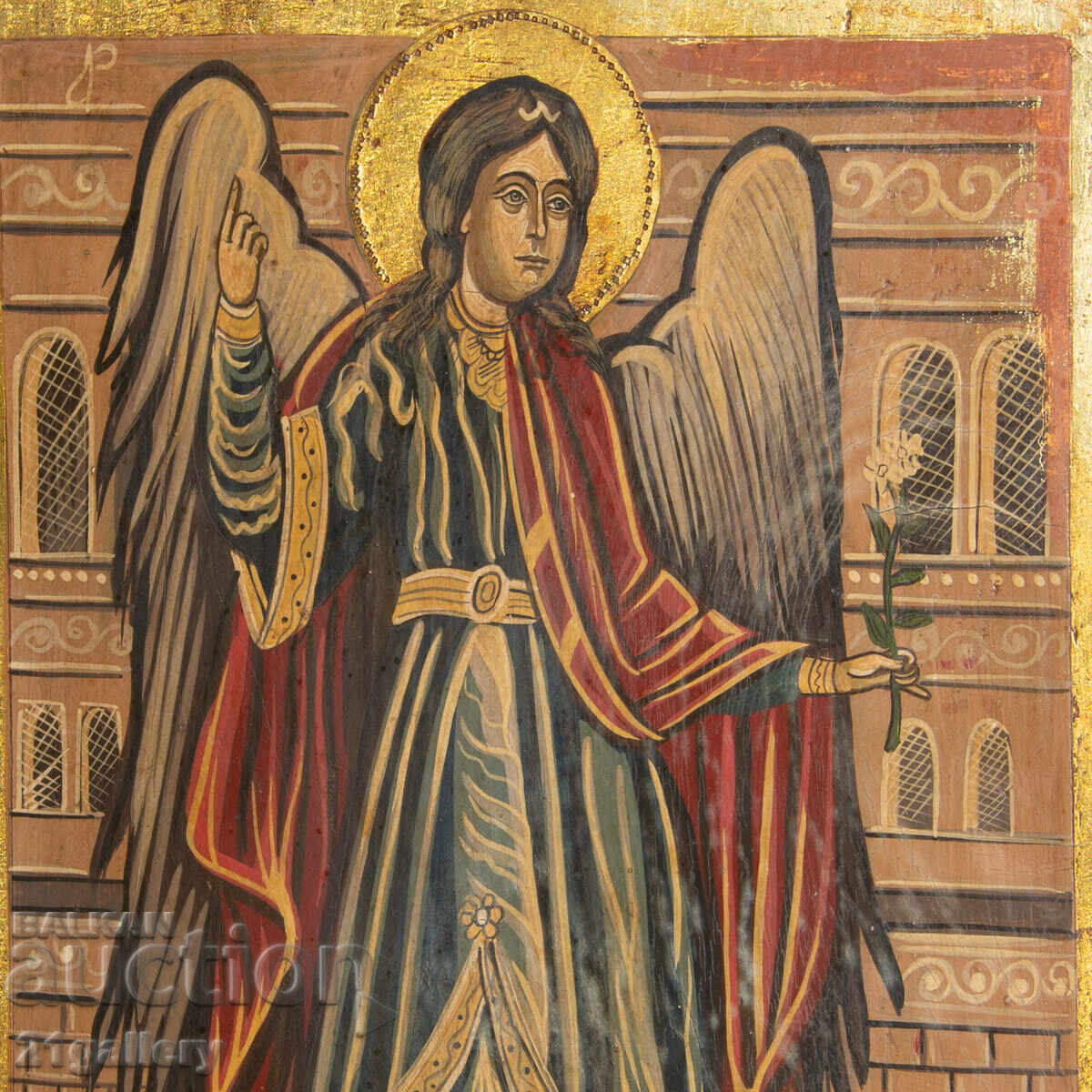 Δημοπρασία Χειροποίητη αγιογραφία τέμπερα Αρχάγγελος Γαβριήλ